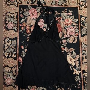 Y2K Black Halter Sequin Top